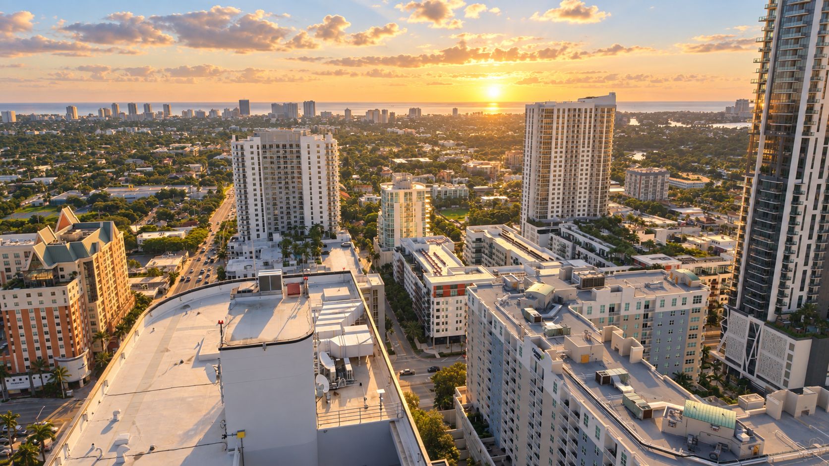Downtown Fort Lauderdale skyline at sunset