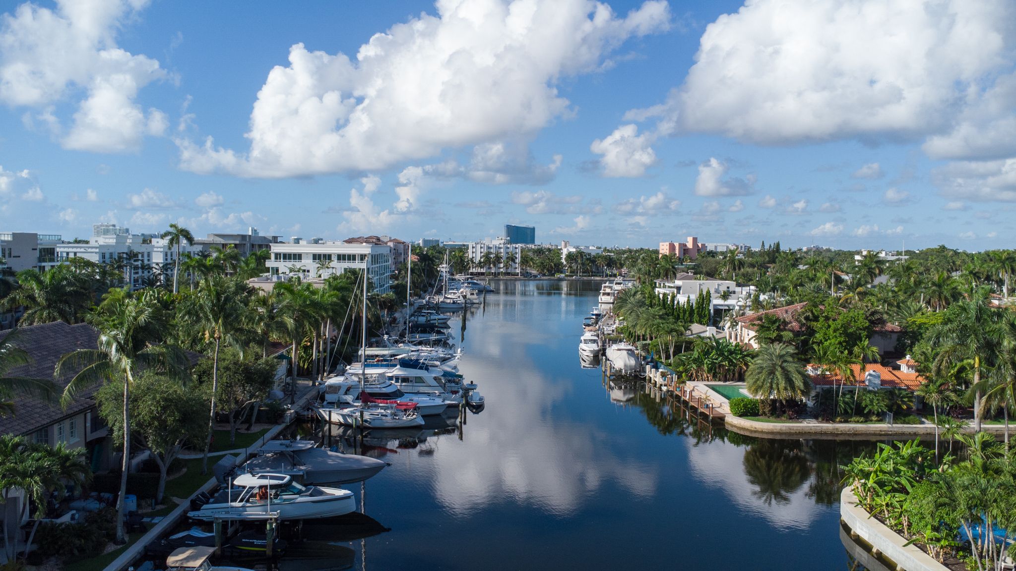 Hendricks Isle canal in the Las Olas Isles, lined with docked boats and waterfront homes